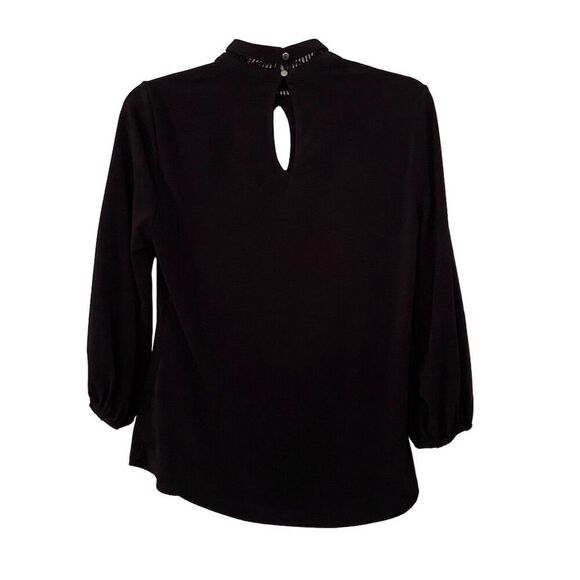 New York & Company 7th Avenue Black High Neck Ruffle Sleeve Blouse Size S​ - Picture 2 of 12